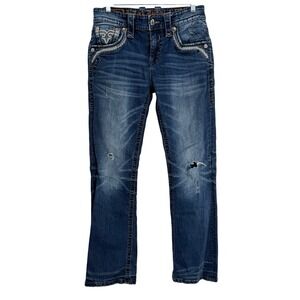 Rock Revival Charleston Slim Boot Jeans Distressed Blue Women's Size Unknown